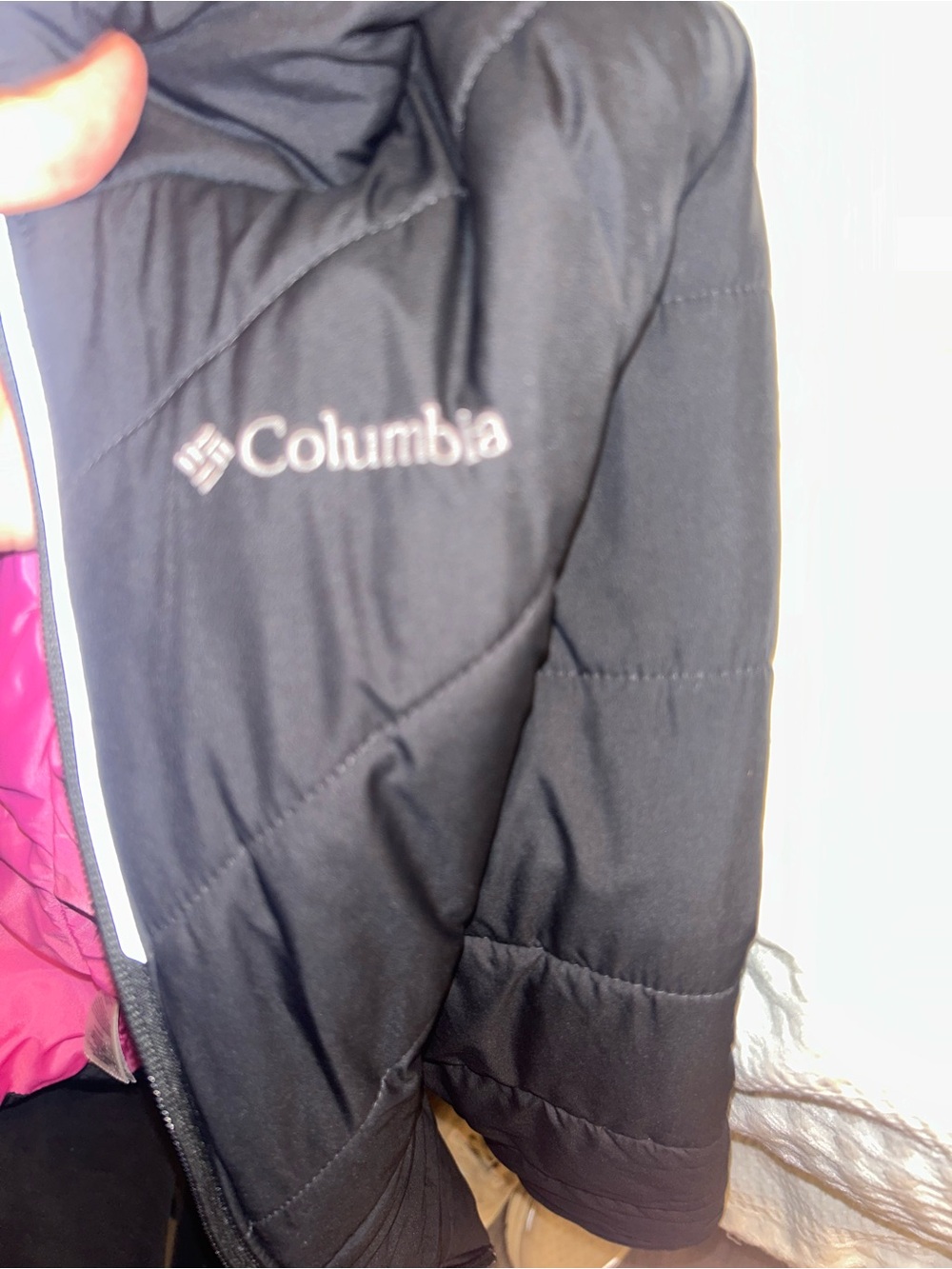 Columbia Black Shell Jacket with Pink Lining